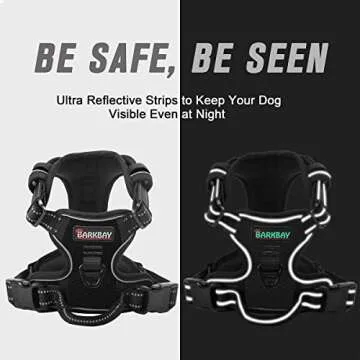 BARKBAY No Pull Dog Harness Front Clip Heavy Duty Reflective Easy Control Handle for Large Dog Walking(Black,XL)
