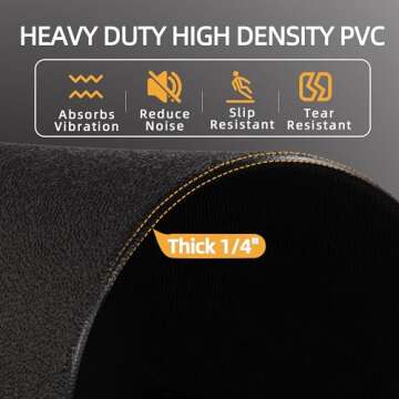 Fitvids High Density Home Gym Treadmill Exercise Bike Equipment Mat, 1/4" Thick, 30" x 60" (2.5 x 5FT)