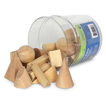Learning Resources LER4298 Wood Geometric Solids, Set Of 19