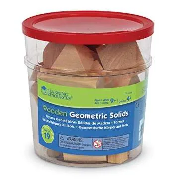 Learning Resources LER4298 Wood Geometric Solids, Set Of 19