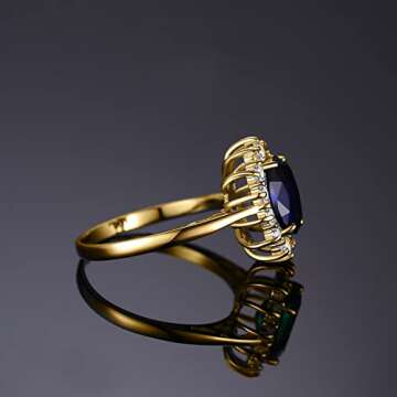 JewelryPalace Princess Diana Blue Sapphire Halo Ring for Women