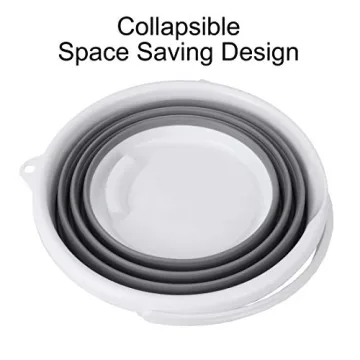 Eurow Collapsible Bucket - 10 Liters, Grey & White