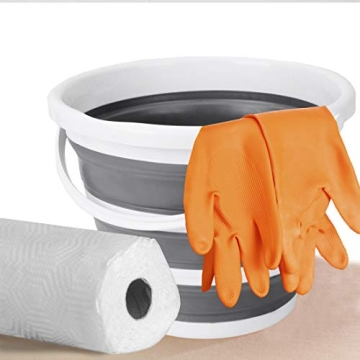 Eurow Collapsible Bucket - 10 Liters, Grey & White