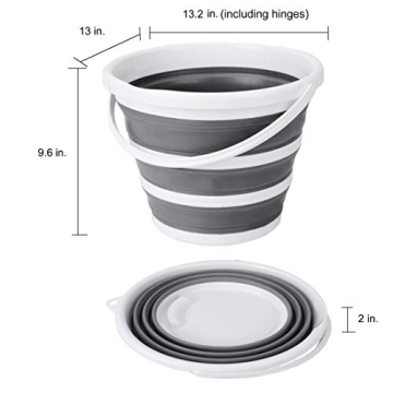 Eurow Collapsible Bucket - 10 Liters, Grey & White