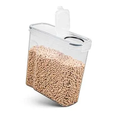 6 Pack Airtight Cereal & Dry Pet Food Storage Container - BPA Free Plastic Kitchen and Pantry Organization Canisters for, Flour, Sugar, Rice, Nuts, Snacks & More (135.5 Oz) Labels & Chalk Marker