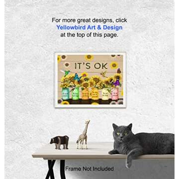 Inspiration Quotation Self-help Wall Art - Encouraging Wall Decor - Sunflower Art decoration Motivational poster - Positive Quotes Decor - Rustic Boho-chic affirmation Artwork UNFRAMED