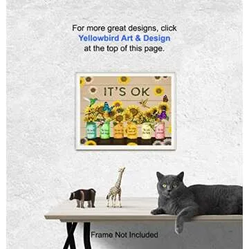 Inspiration Quotation Self-help Wall Art - Encouraging Wall Decor - Sunflower Art decoration Motivational poster - Positive Quotes Decor - Rustic Boho-chic affirmation Artwork UNFRAMED