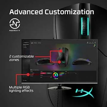 HyperX Pulsefire Dart - Wireless RGB Gaming Mouse, Software-Controlled Customization, 6 Programmable Buttons, Qi-Charging Battery up to 50 hours - PC, PS4, Xbox One Compatible,Black