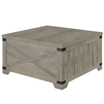 Stunning HOSTACK Farmhouse Coffee Table with Storage