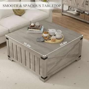 Stunning HOSTACK Farmhouse Coffee Table with Storage