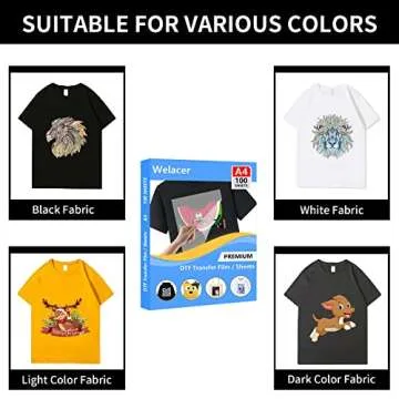 100 Sheets DTF Transfer Film Paper for All Fabrics and Colors