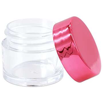 Beauticom 7 Gram / 7 ML (Quantity: 12 Pieces) Thick Wall Round Leak Proof Clear Acrylic Jars with Metallic Rose Gold Lids for Beauty, Cream, Cosmetics, Salves, Scrubs