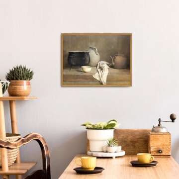 Vintage Pottery Still Life Canvas Art for Home Décor