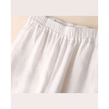 Aeneontrue Women's 100% Linen Palazzo Trousers with Pockets