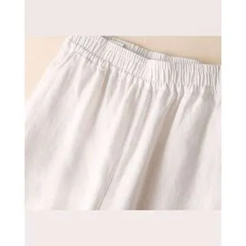 Aeneontrue Women's 100% Linen Palazzo Trousers with Pockets