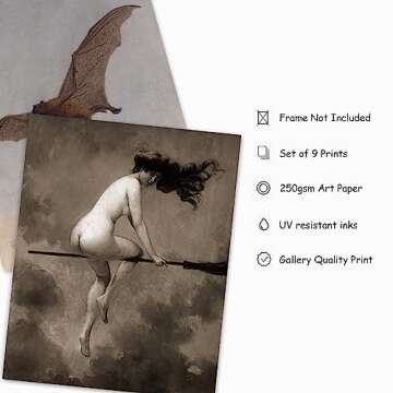 Whaline 9Pcs Dark Academia Wall Art Prints - Vintage Decoration