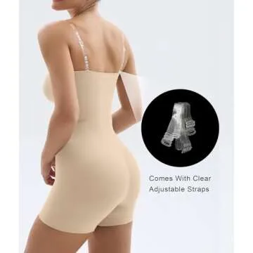 SHAPERX Strapless Shortie Bodysuit for Women Tummy Control Shapewear Seamless Sculpt Body Shaper with Removable Straps