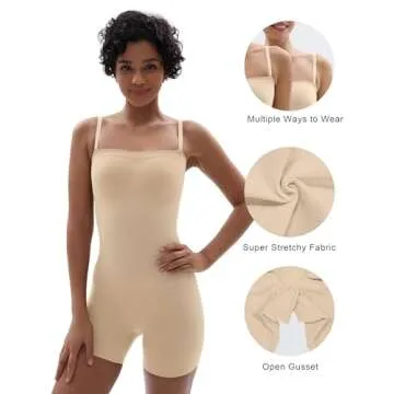 SHAPERX Strapless Shortie Bodysuit for Women Tummy Control Shapewear Seamless Sculpt Body Shaper with Removable Straps