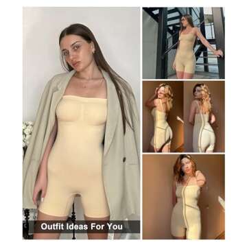 SHAPERX Strapless Shortie Bodysuit for Women Tummy Control Shapewear Seamless Sculpt Body Shaper with Removable Straps