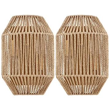 MhyTogn Rattan Wall Sconce Set for Boho Decor
