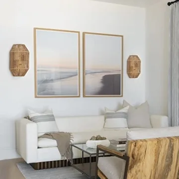 MhyTogn Rattan Wall Sconce Set for Boho Decor