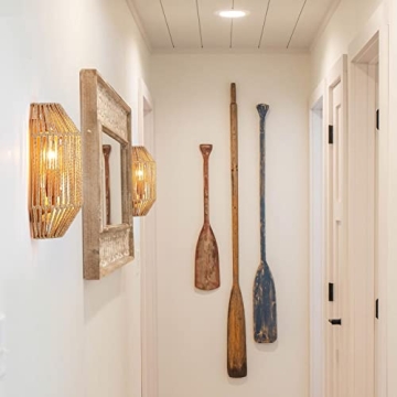 MhyTogn Rattan Wall Sconce Set for Boho Decor