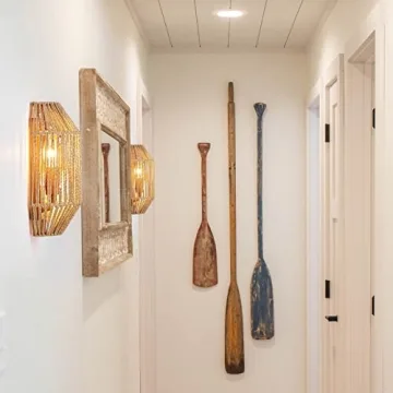 MhyTogn Rattan Wall Sconce Set for Boho Decor