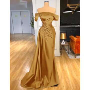 Elegant Mermaid Teal Prom Dress with Slit and Beads