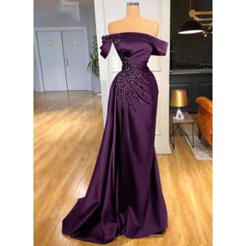 Elegant Mermaid Teal Prom Dress with Slit and Beads