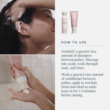 Virtue Smooth Sulfate Free Shampoo and Conditioner Set for Frizz Control for Curly Hair, Safe for All Hair Types, Color Safe