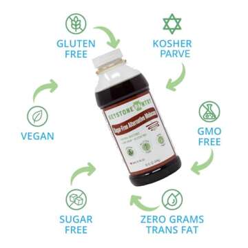 Keystone Pantry Sugar-Free Alternative Molasses – 16 OZ Bottle - Vegan & Gluten Free – Low Sugar Liquid Sweetener – Sugar Substitute