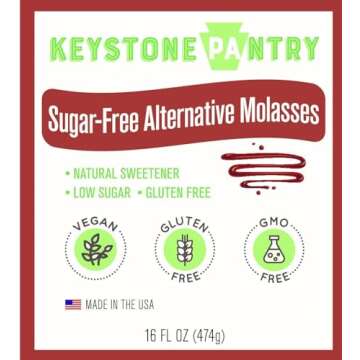 Keystone Pantry Sugar-Free Alternative Molasses – 16 OZ Bottle - Vegan & Gluten Free – Low Sugar Liquid Sweetener – Sugar Substitute