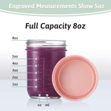 VITEVER 12 Pack Glass Baby Food Storage Containers - 8 oz Baby Food Storage Jars With Lids, Baby Food Maker, Microwave, Dishwasher & Freezer Safe