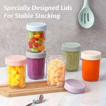 VITEVER 12 Pack Glass Baby Food Storage Containers - 8 oz Baby Food Storage Jars With Lids, Baby Food Maker, Microwave, Dishwasher & Freezer Safe