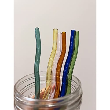Stylish Birugen 6-pack Shatter-Resistant Glass Straws