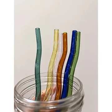Stylish Birugen 6-pack Shatter-Resistant Glass Straws