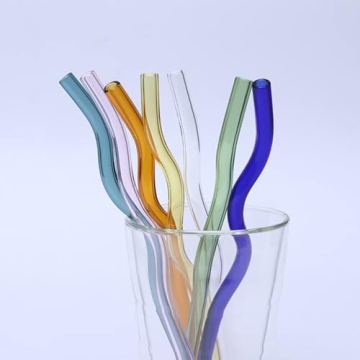 Stylish Birugen 6-pack Shatter-Resistant Glass Straws
