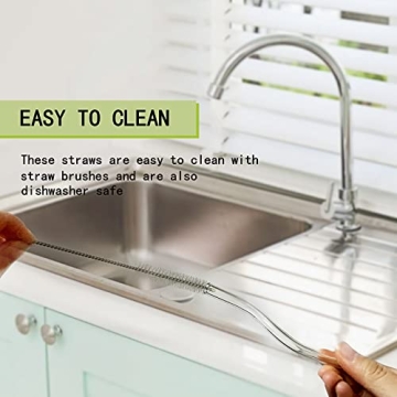 Stylish Birugen 6-pack Shatter-Resistant Glass Straws