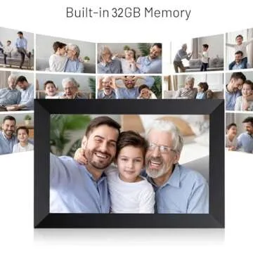 AEEZO 10.1 Inch WiFi Digital Picture Frame, IPS Touch Screen Smart Cloud Photo Frame with 32GB Storage, Auto-Rotate Easy Setup to Share Photos or Videos via AiMOR APP, Wall Mountable Black