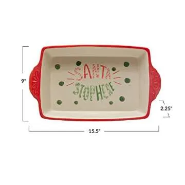 Creative Co-Op Hand-Painted Stoneware Baker for Holidays