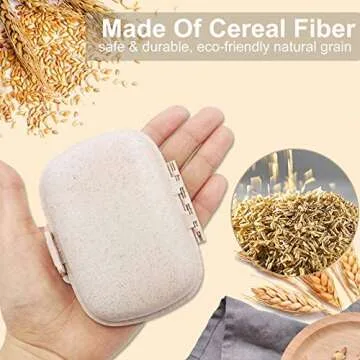 MEACOLIA 2 Pack 8 Compartments Travel Pill Organizer Box Moisture Proof Small Pill Case for Pocket Purse Daily Pill Holder Container for Medicine Vitamin (Cyan & Khaki)