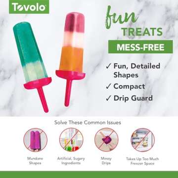 Tovolo Star Ice Pop Molds, Popsicle Makers, Set of 6, Pink