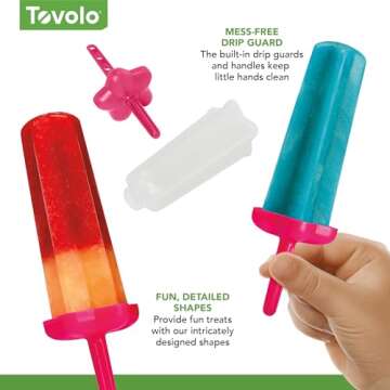 Tovolo Star Ice Pop Molds, Popsicle Makers, Set of 6, Pink