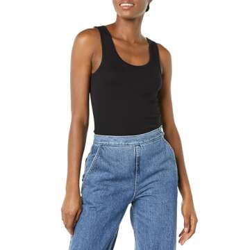 Amazon Essentials Women's Slim-Fit Tank, Pack of 2, Black/White, Large