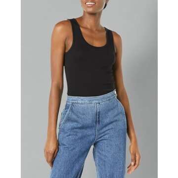 Amazon Essentials Women's Slim-Fit Tank, Pack of 2, Black/White, Large