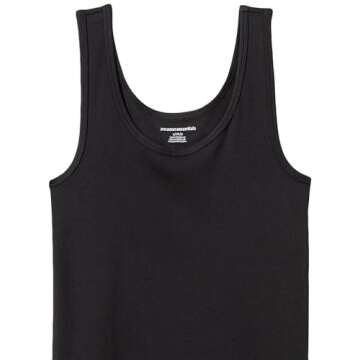 Amazon Essentials Women's Slim-Fit Tank, Pack of 2, Black/White, Large