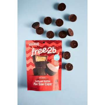 Free 2b Sunflower Butter Mini Sun Cups, Safe for School and Allergy Friendly - Gluten-Free, Dairy-Free, Nut-Free, and Soy-Free - Dark Chocolate, 4.2 oz Resealable Bag (Pack of 3)
