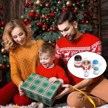 Tngan Chirstmas Russian Nesting Dolls, Wooden Handmade Nested Set Matryoshka Dolls, 5 Pcs Russian Stacking Dolls Toys for Kids Toddlers Happy Chirstmas Home Decoration Gift (Snowman)