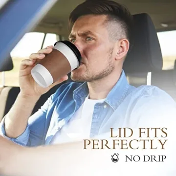 Ginkgo 100 Pack Coffee Cups with Lids & Sleeves for Hot Drinks