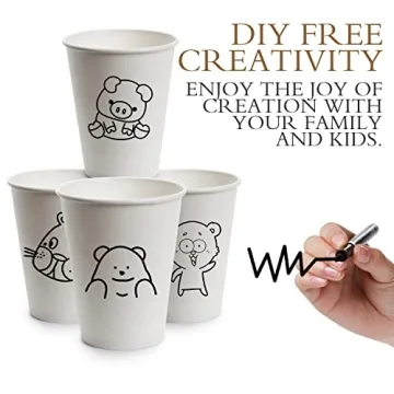 Ginkgo 100 Pack Coffee Cups with Lids & Sleeves for Hot Drinks